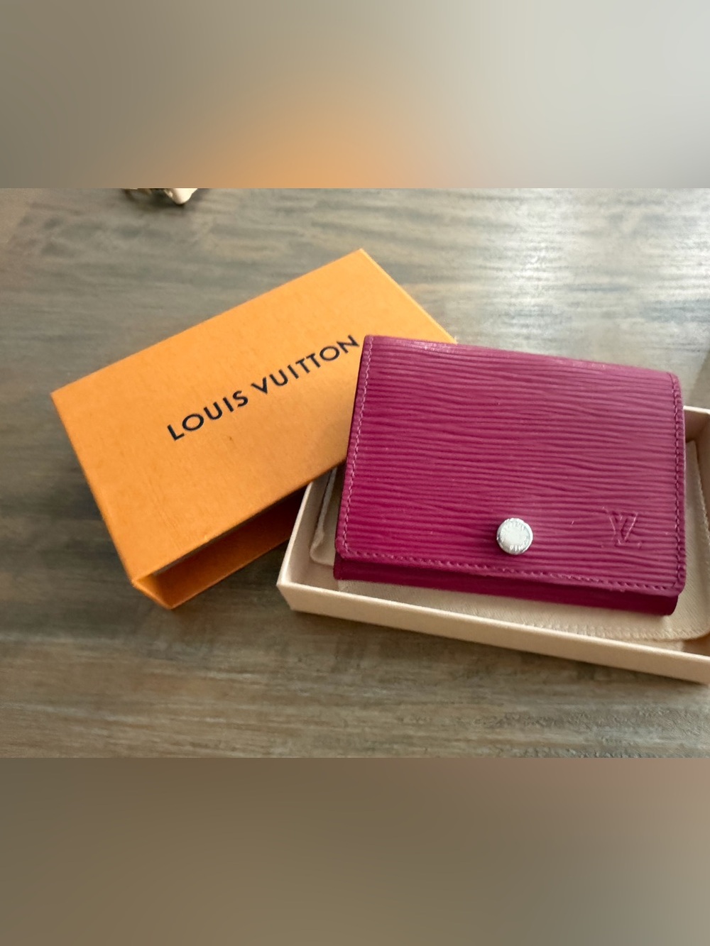 Authentic Louis Vuitton Epi Leather Compact Wallet in Fuchsia Pink